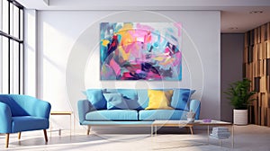 painting blurred colorful home interior