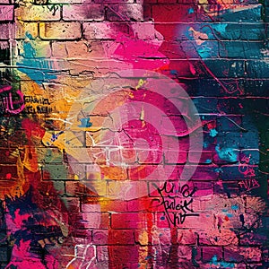 Painting on Brick Wall With Graffiti