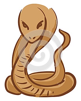 Painting of a brown snake looking ferocious and ready to strike vector or color illustration