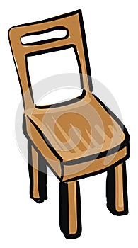 Painting of a brown wooden chair vector or color illustration