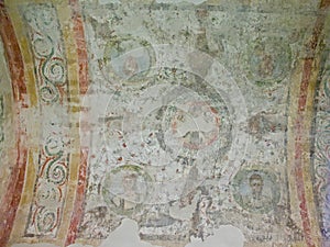 Painting on the ceiling of an ancient christian burial room
