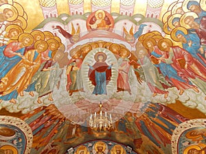 Painting on the ceiling of the church.of the Nativity Of The Blessed Virgin Mary (19th century).