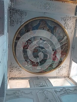 A painting in the cieling of a church