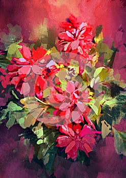 Painting of colorful abstract flowers