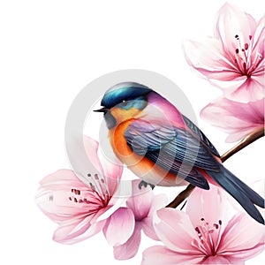 Painting of colorful flowers in spring clipart for decoration. AI-Generated.