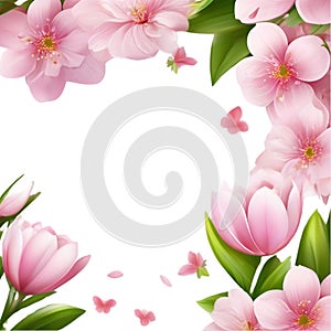 Painting of colorful flowers in spring clipart for decoration. AI-Generated.