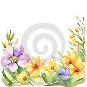 Painting of colorful flowers in spring clipart for decoration. AI-Generated.