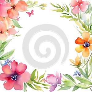 Painting of colorful flowers in spring clipart for decoration. AI-Generated.