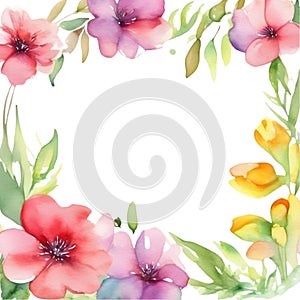 Painting of colorful flowers in spring clipart for decoration. AI-Generated.