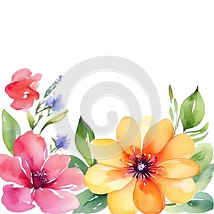 Painting of colorful flowers in spring clipart for decoration. AI-Generated.