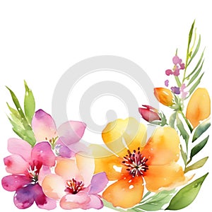 Painting of colorful flowers in spring clipart for decoration. AI-Generated.