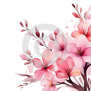 Painting of colorful flowers in spring clipart for decoration. AI-Generated.