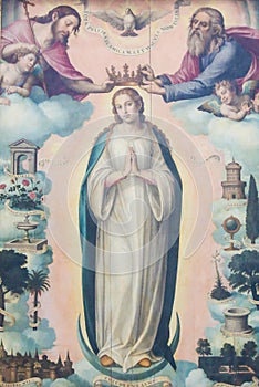 Painting of the Coronation of Mother Mary by the Holy Trinity,