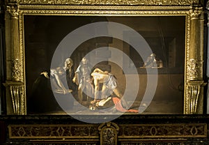The painting of Decapitation of st. John the Baptist in St. John`s Cathedral in Valletta, Malta