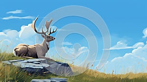 Detailed 8k Resolution Deer Art In Coastal Scenery photo