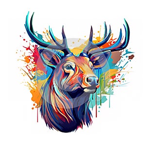 Painting of deer head on a clean background, Png for Sublimation Printing, T-shirt Design Clipart, DTF DTG Printing, Wild Animals