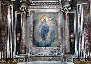 Painting depicting the sacred heart in the Chapel of the Blessed Sacrament of San Lorenzo in Lucina