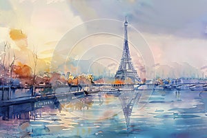 a painting of the Eiffel tower in Paris, France. generative ai