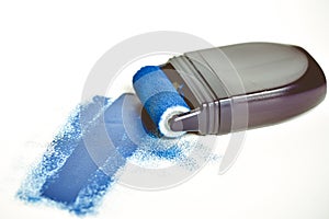 Painting equipment with wet blue paint