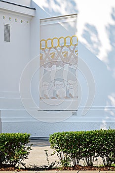 Painting on the exterior of Vienna Secession building, Austria. August 2018