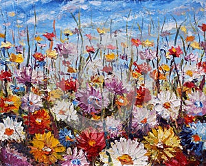 Maľovanie z kvety krásny kvety na plátno 