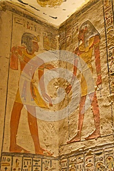 Painting found in the tomb of King Tut in the Valley of the Kings in Luxor, Egypt