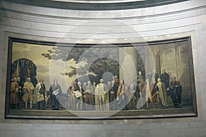 Painting of founding fathers inside the National Archives, Washington DC