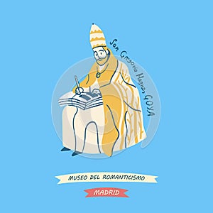 Hand-drawn illustration of Papa San Gregorio Magno photo