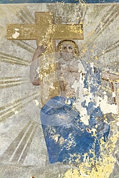 painting, frescoes, abandoned Orthodox church photo