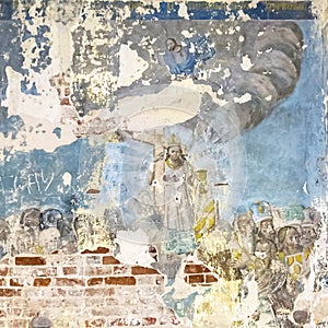 painting, frescoes, abandoned Orthodox church photo