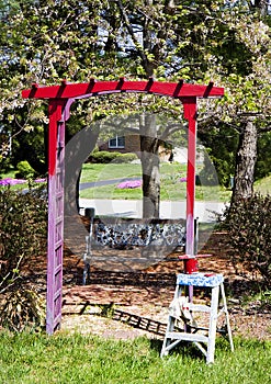 Painting Garden Trellis Red