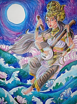 Painting of Goddess Sarasvati