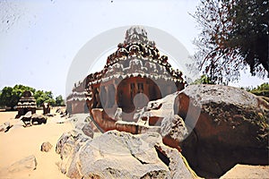 Sketch of one of the finest monolithic architure in Mahabalipuram, One of Five Rathas photo