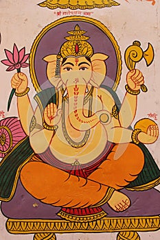 A painting of the hindu god Ganesha