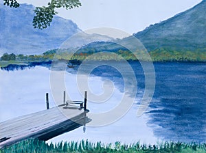 Painting of an Idyllic Lake