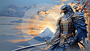 painting a knight sword mountains in the background Shadows of the Rising Sun The Faceless Eagle\'s