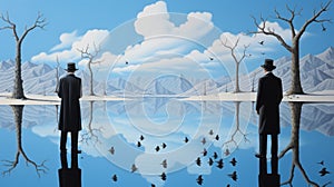 Magritte's Ultra Hd Realistic Painting Of Surreal Conservationist Background