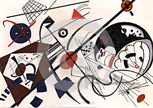 Painting in manner of Kandinsky on gray background photo