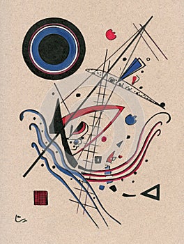 Painting in manner of Kandinsky on gray background photo