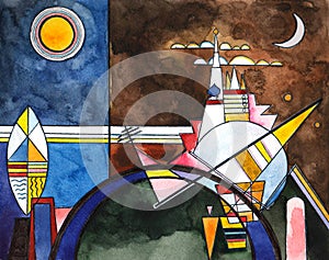 Painting in manner of Vasily Kandinsky