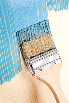 Painting natural wood in blue