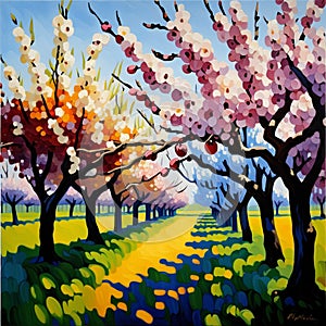 Painting orchards in bloom