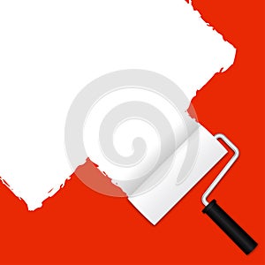 Painting with paint roller - red