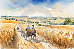 Painting of a peasant working in a wheat field