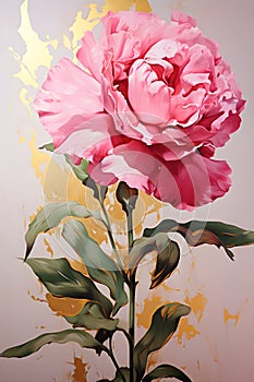 a painting of a pink flower on a white background. Painting of a Magenta color flower perfect for Wall Art.