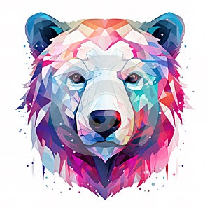 Painting of polar bear head on a clean background, Png for Sublimation Printing, T-shirt Design Clipart, DTF DTG Printing, Wild