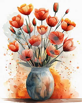 Painting of poppies in a vase