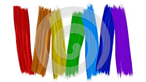 Painting of rainbow colours on white background