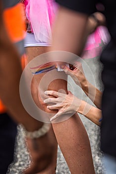 Painting rainbows. Gay pride at Copenhagen, year 2018.