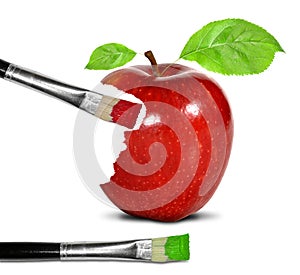 Painting red apple